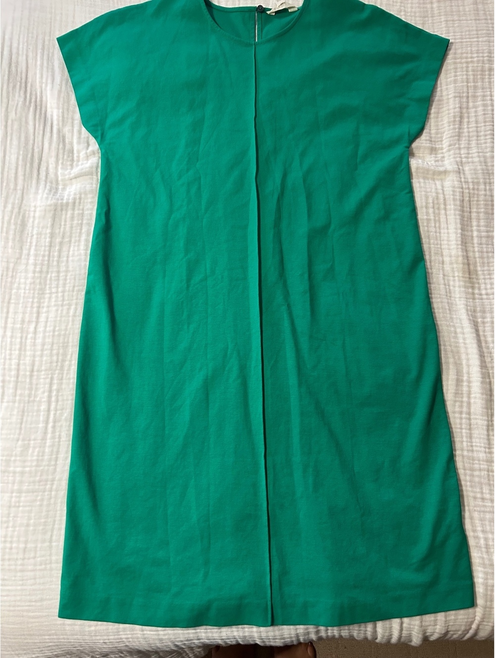 Boden Kelly Green Cap Sleeve Shift Dress 12L Front Pleat